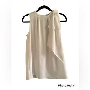 PAULE KA Women’s Paris Cascade Sleeveless Statement Bow Blouse Size 10 12 White